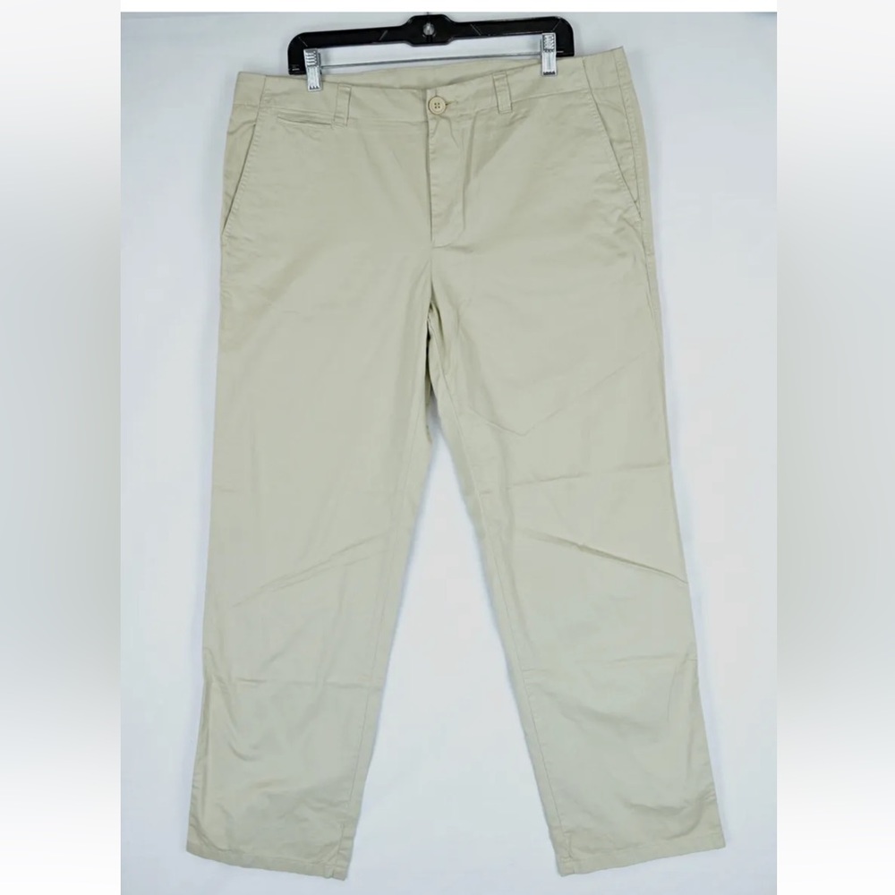 LACOSTE Men's Chino Pants Flat Front Straight Leg Khaki